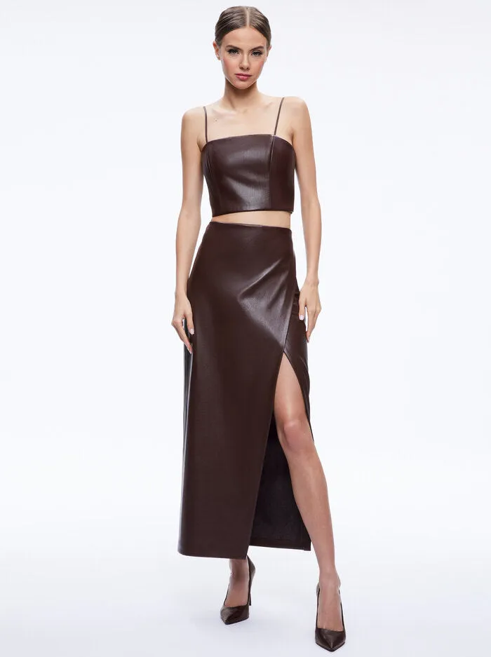 Alice + Olivia - Siobhan Vegan Leather Maxi Skirt - Toffee