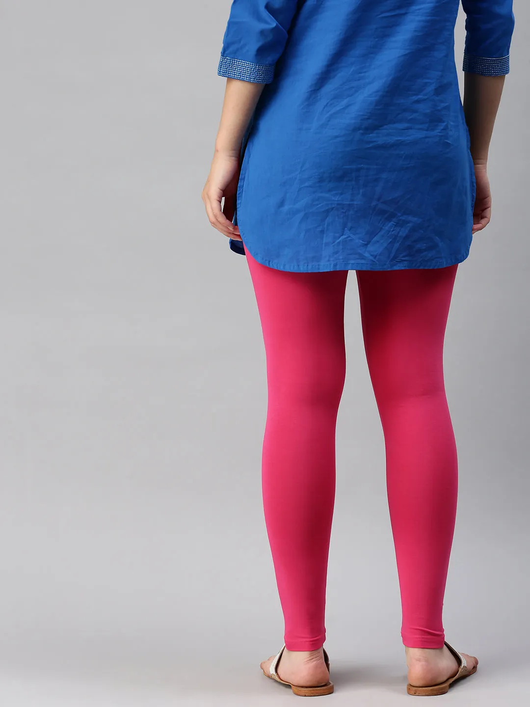 Ankle Length Leggings Cotton-Light Fuchsia