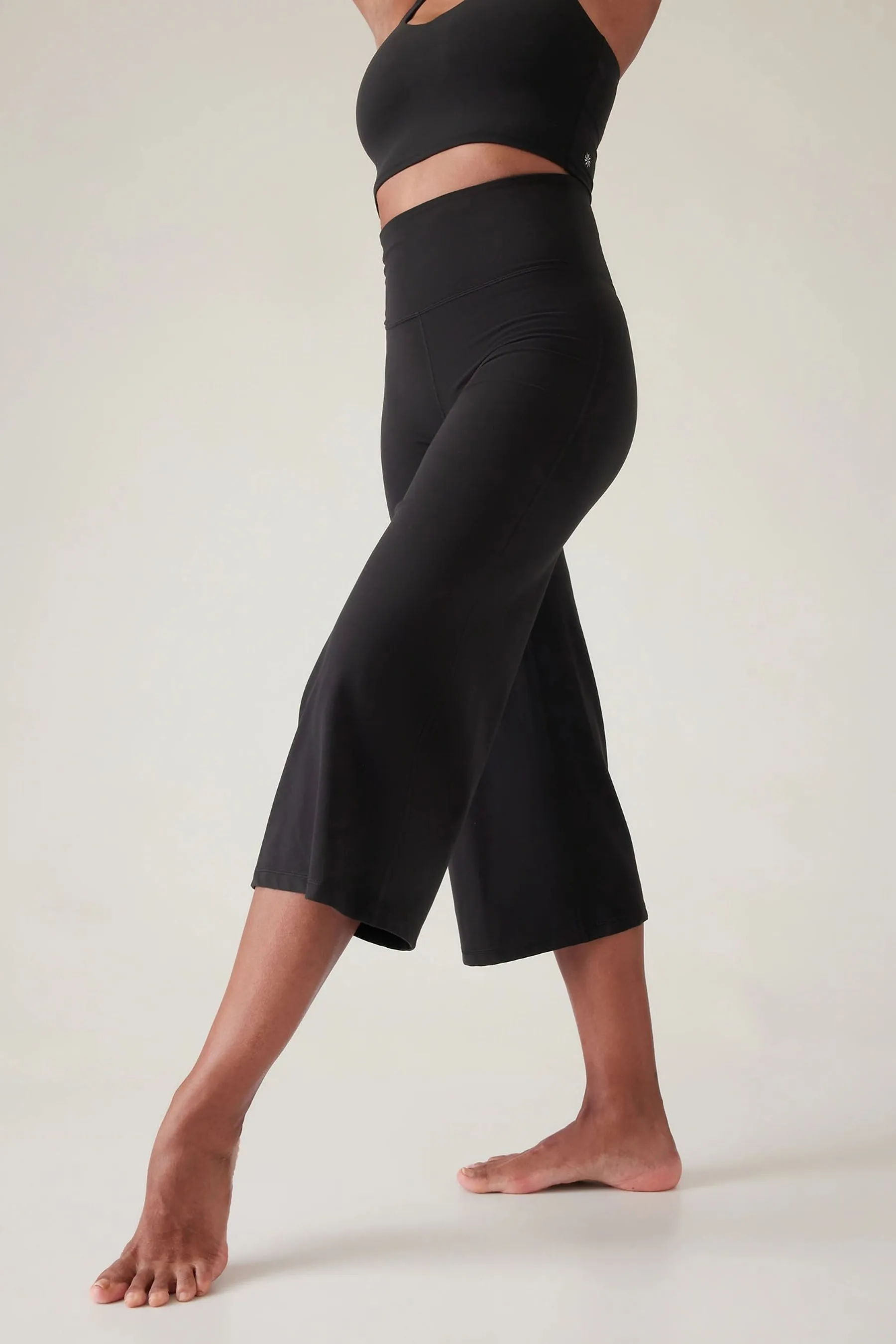 Athleta Black Elation Wide Crop Leggings