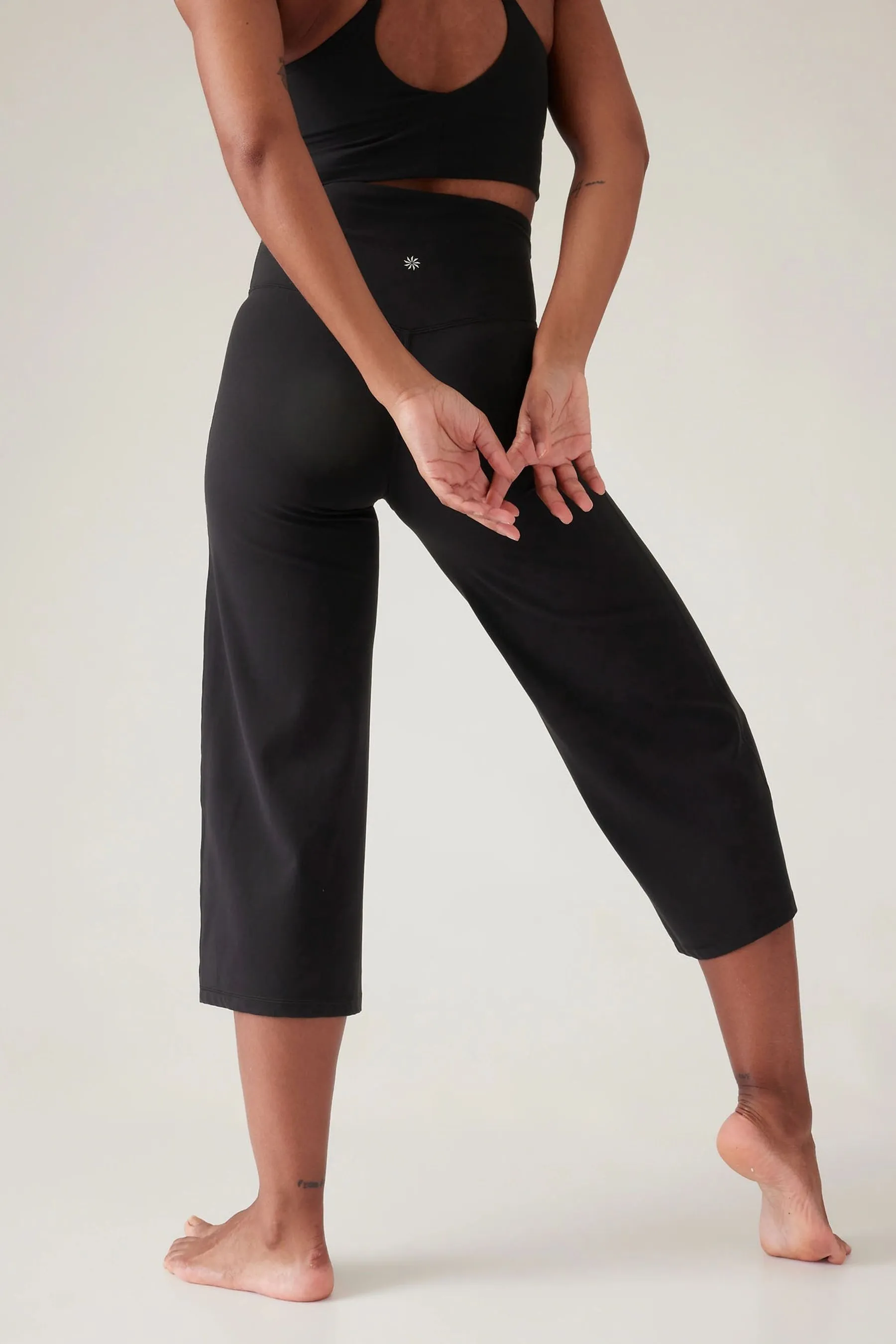 Athleta Black Elation Wide Crop Leggings