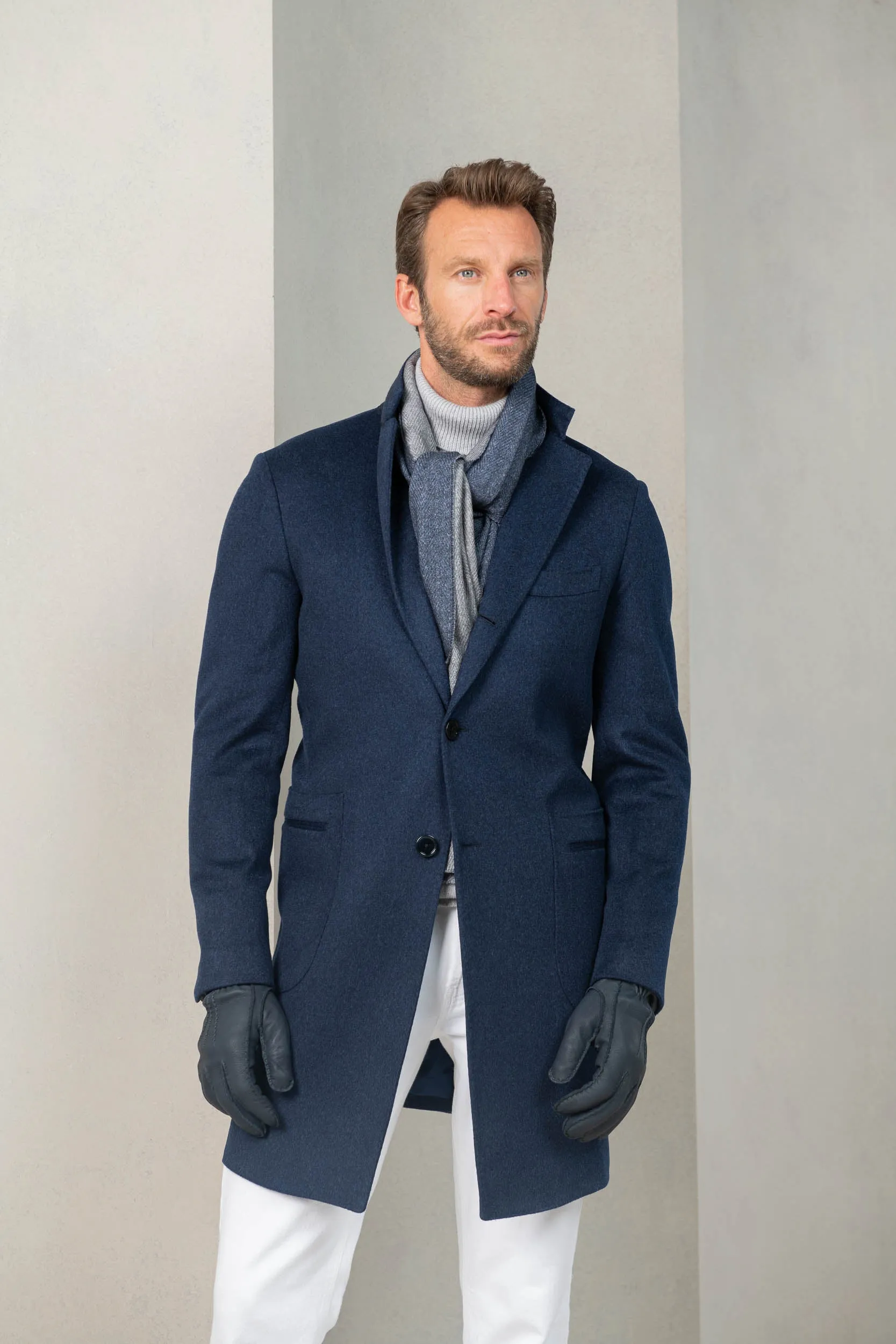 Blue coat in Loro Piana wool – Made in Italy