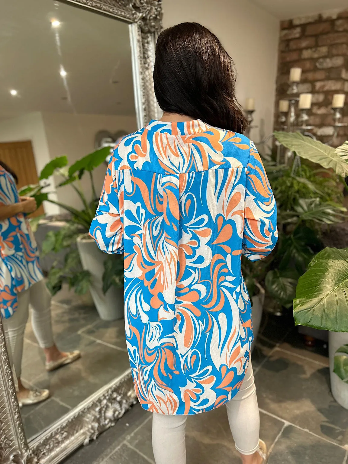 Blue Vibrant Pattern Blouse Gemma