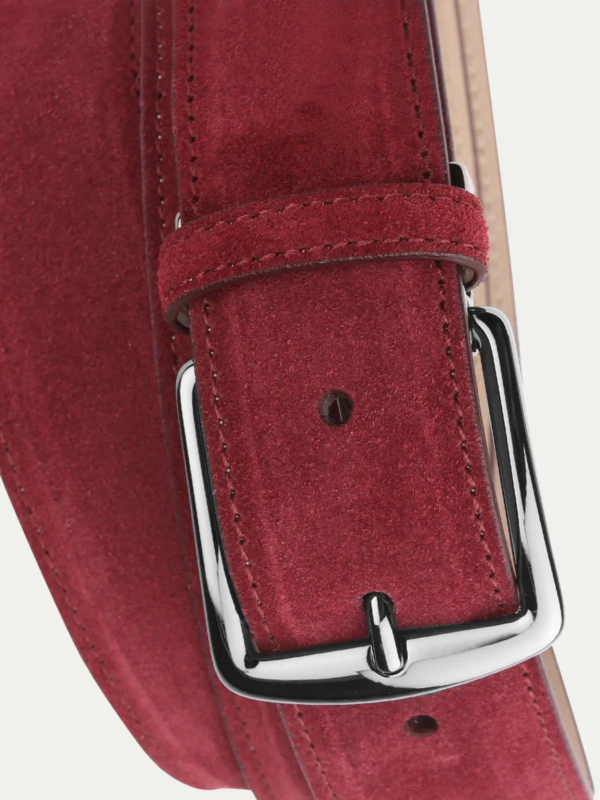 Burgundy Suede Leather Belt