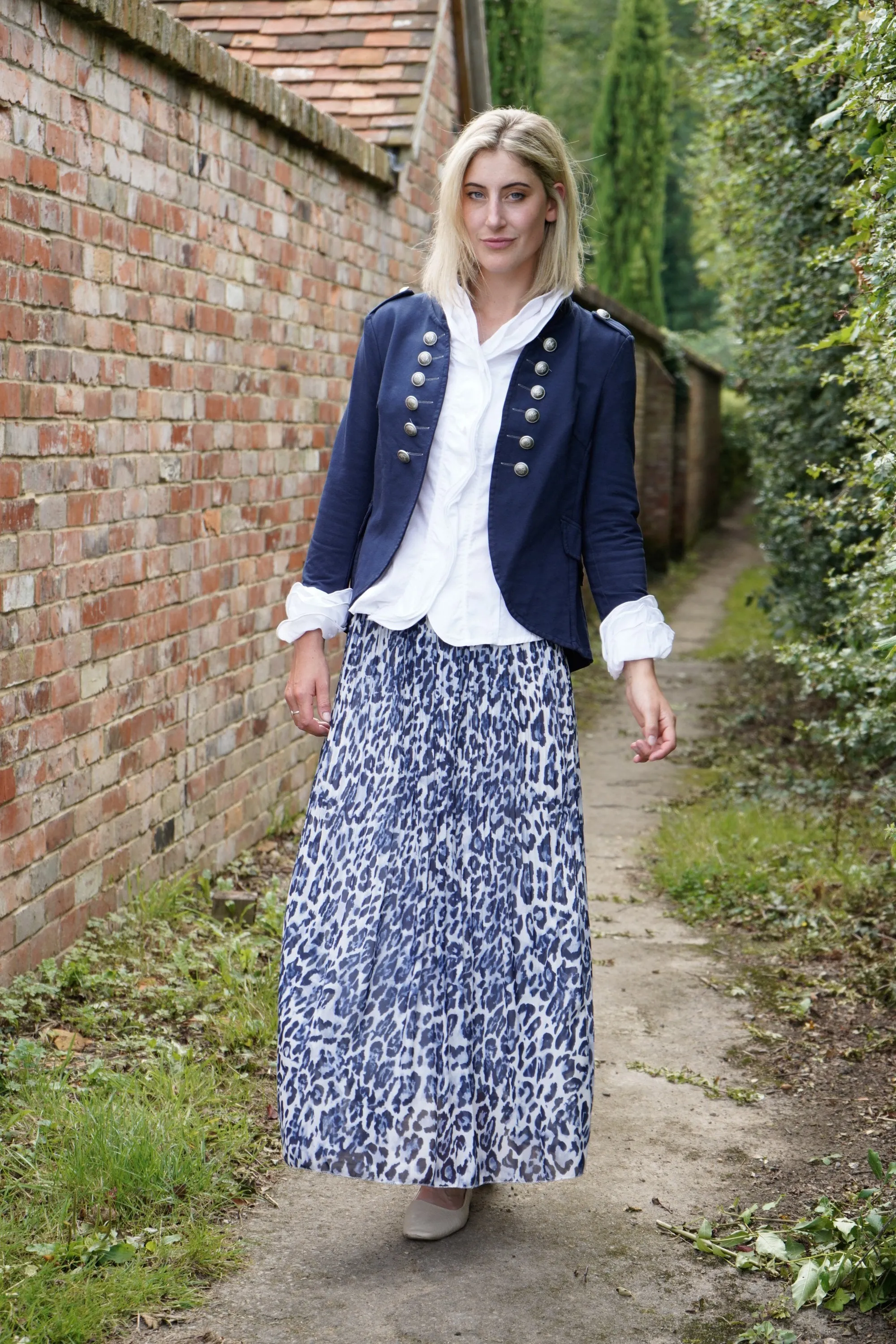 Chantel Pleated Skirt With Gold Elasticated Waistband