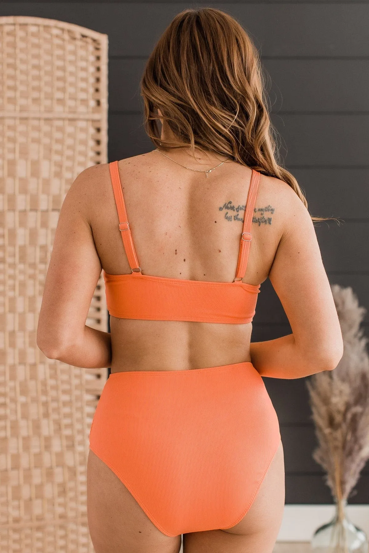 Coastal Vibes Criss-Cross Swim Top- Bright Orange