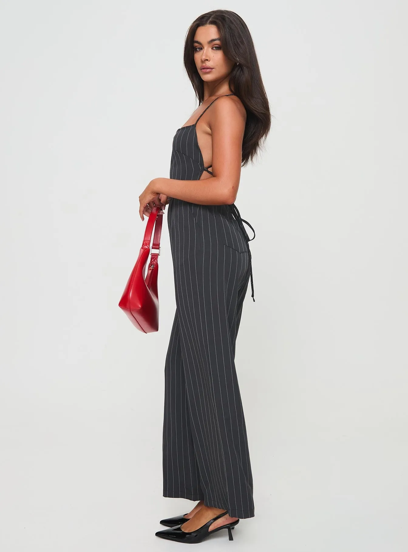 Creammy Jumpsuit Black Pinstripe