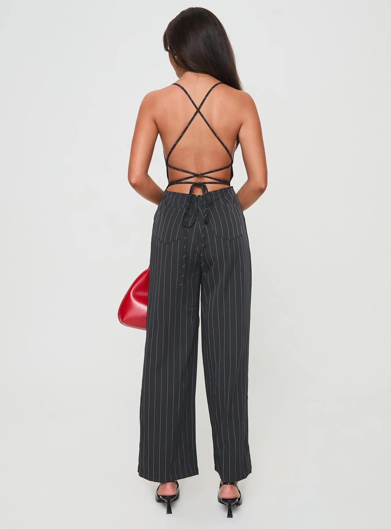 Creammy Jumpsuit Black Pinstripe