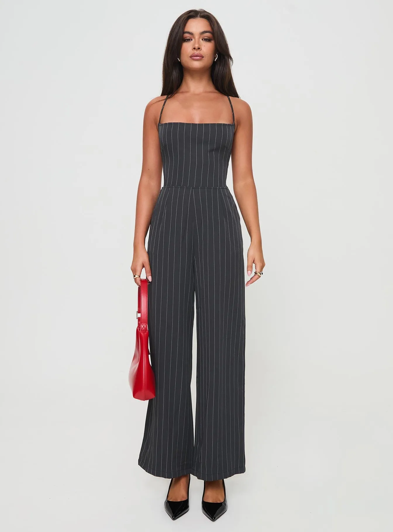 Creammy Jumpsuit Black Pinstripe