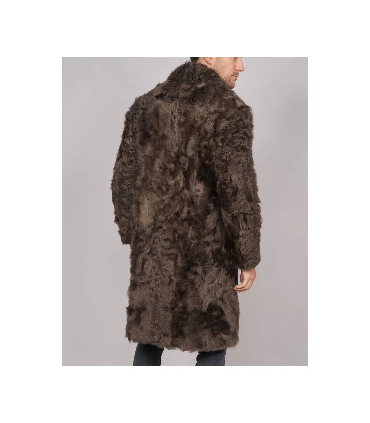 Curly Shearling Overcoat in Brown: Fursource.com