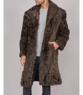 Curly Shearling Overcoat in Brown: Fursource.com