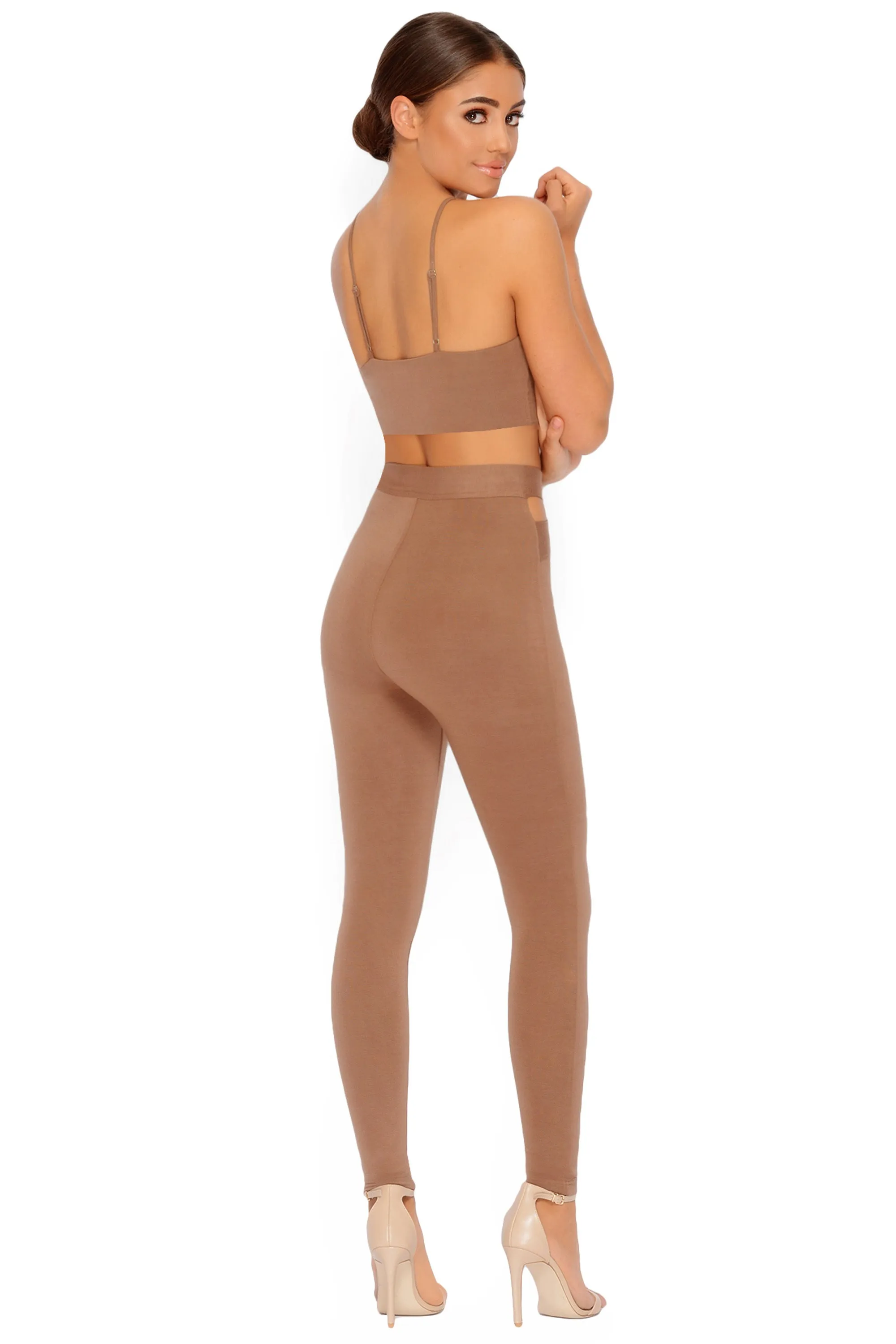 Cut Outta Here Cut Out Leggings in Brown