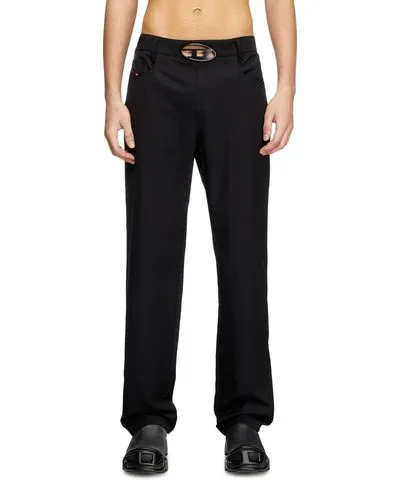 Diesel Wool blend pants with D buckle waistband