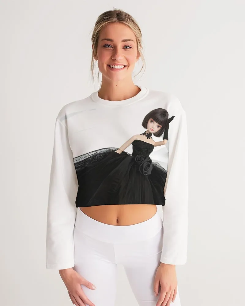 DOLLY Fashion Doll Little Black Dress Women's Cropped Sweatshirt