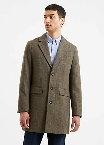 French Connection Single Breasted Herringbone Overcoat | Grattan