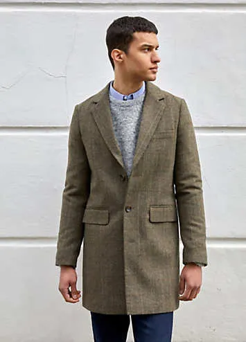 French Connection Single Breasted Herringbone Overcoat | Grattan