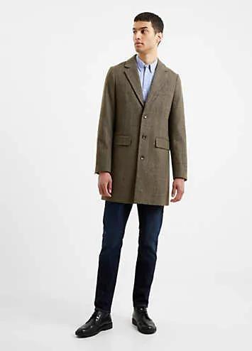 French Connection Single Breasted Herringbone Overcoat | Grattan