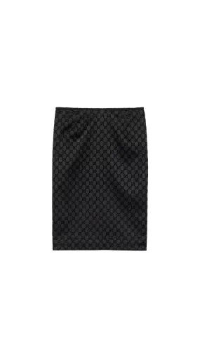 GG Print Silk Duchesse Skirt - Black