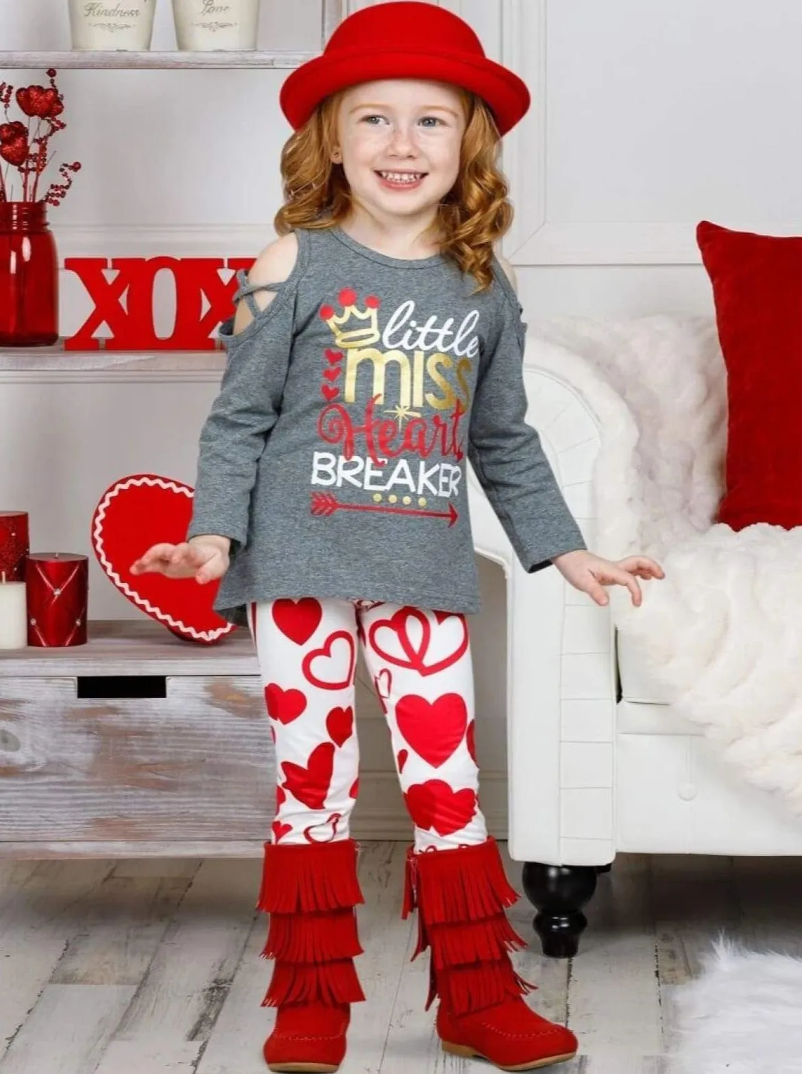 Girls Little Miss Heart Breaker Top And Leggings