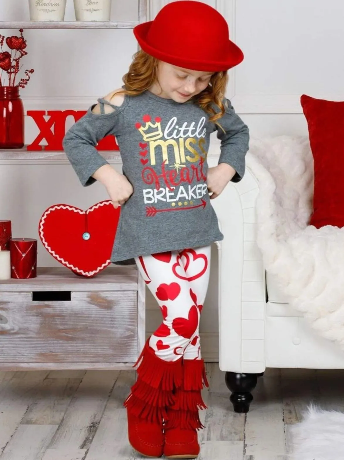 Girls Little Miss Heart Breaker Top And Leggings