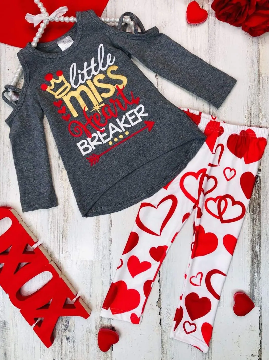 Girls Little Miss Heart Breaker Top And Leggings