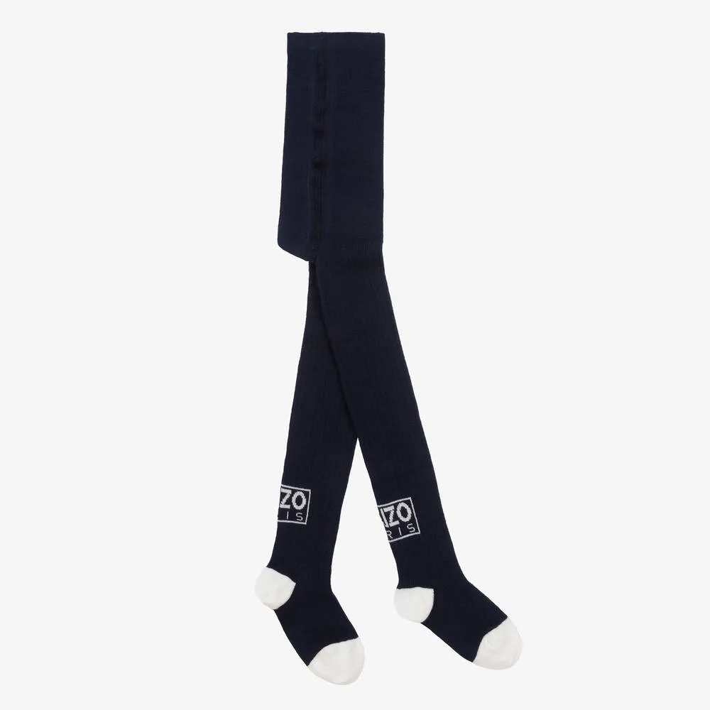 Girls Navy Blue Paris Tights