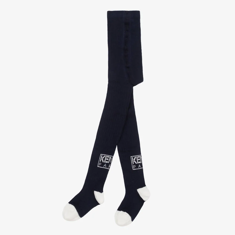 Girls Navy Blue Paris Tights