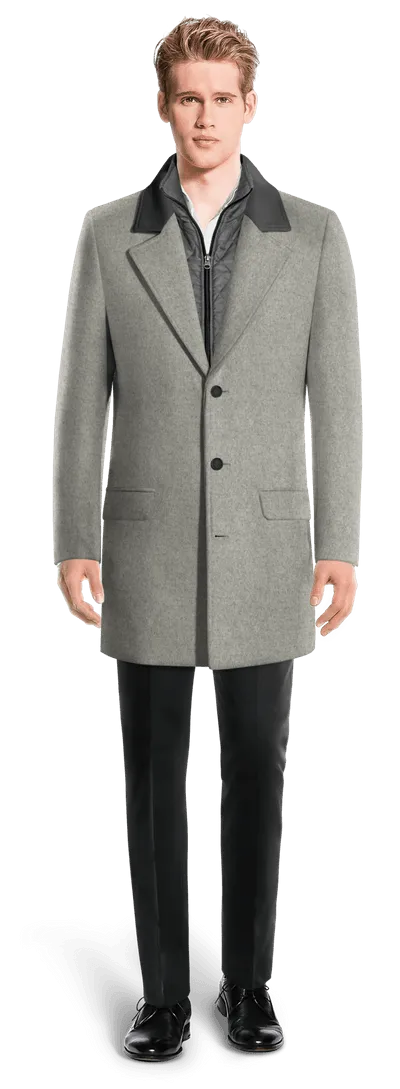 Grey Overcoat with contrasted Collar