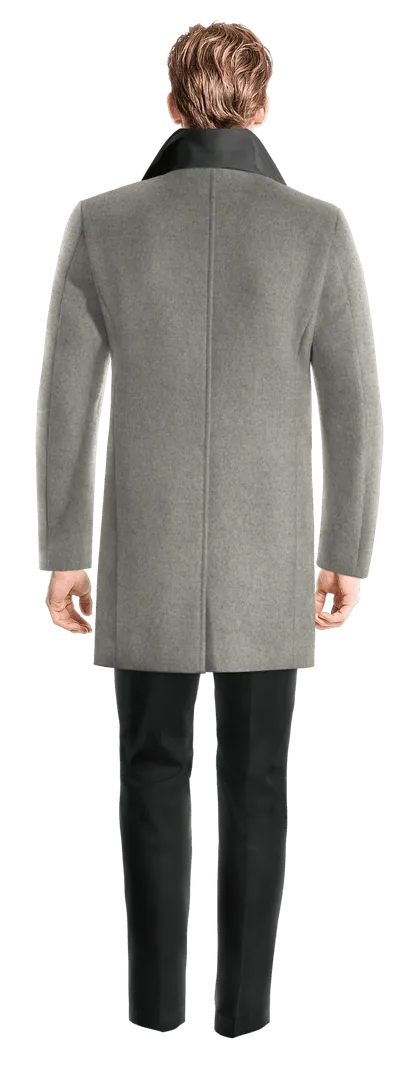 Grey Overcoat with contrasted Collar