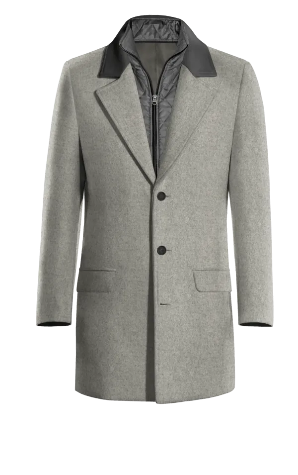 Grey Overcoat with contrasted Collar