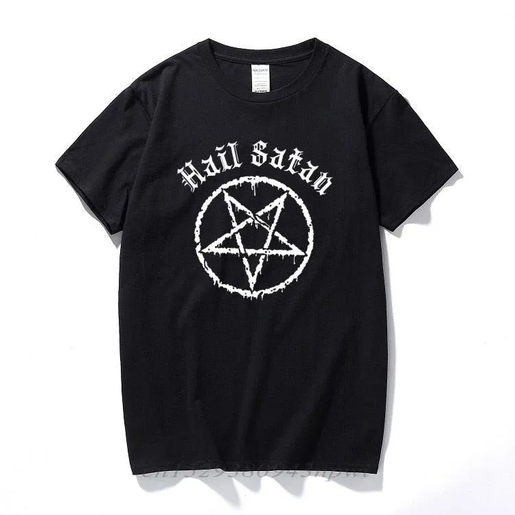 Hail Satan T-Shirt Pentagram rock goth unholy satanic