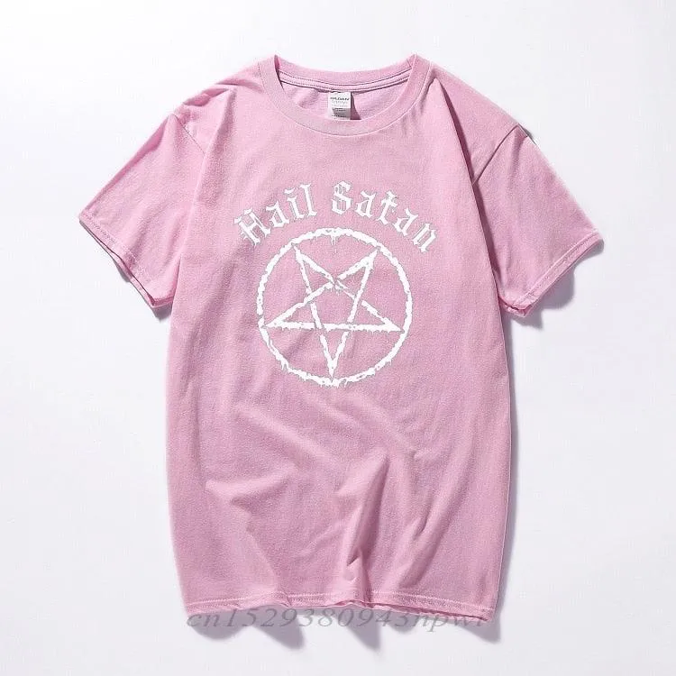 Hail Satan T-Shirt Pentagram rock goth unholy satanic