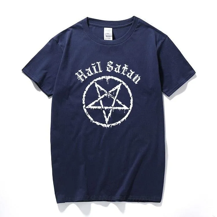 Hail Satan T-Shirt Pentagram rock goth unholy satanic