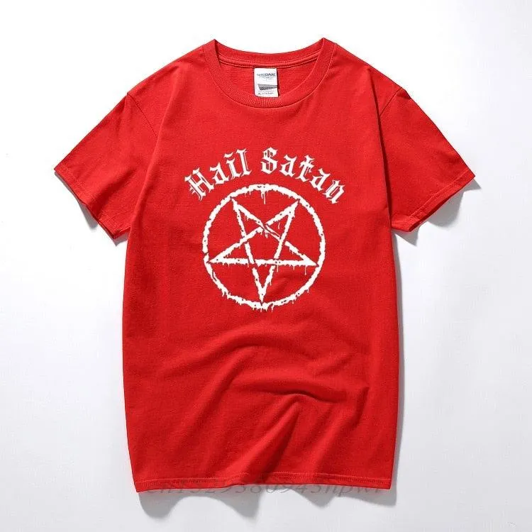 Hail Satan T-Shirt Pentagram rock goth unholy satanic