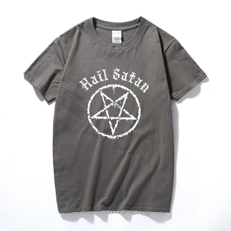 Hail Satan T-Shirt Pentagram rock goth unholy satanic