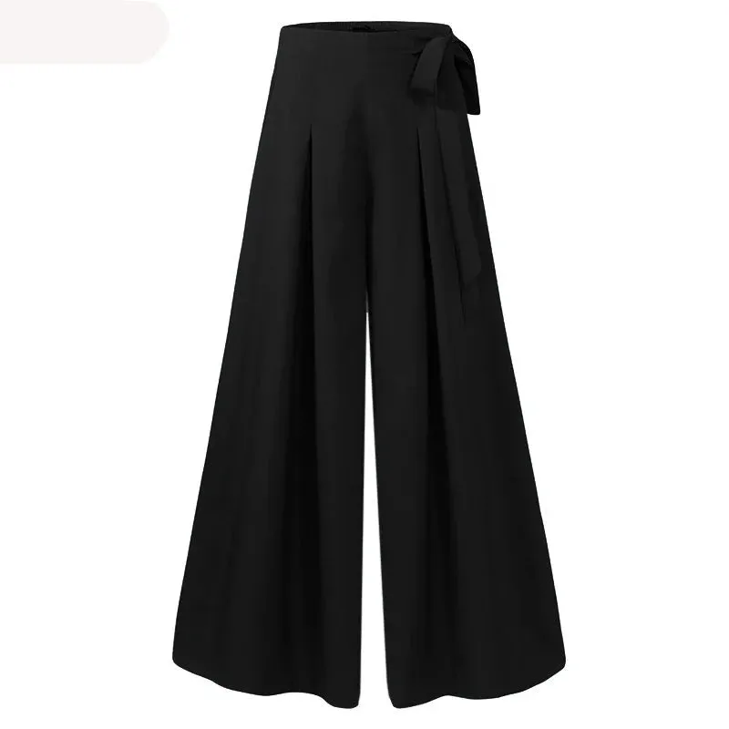 High Waist Wide Leg Pants Long Trousers Pleated For Ladies