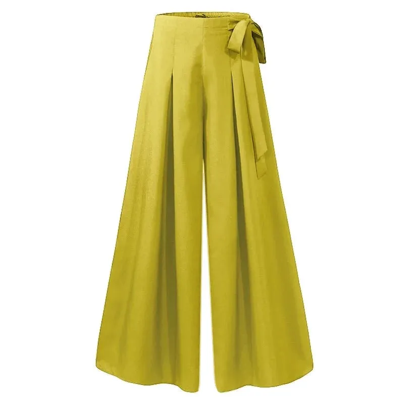 High Waist Wide Leg Pants Long Trousers Pleated For Ladies