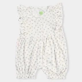 Infant Girls Jacquard Knitted Romper Flower-Off White