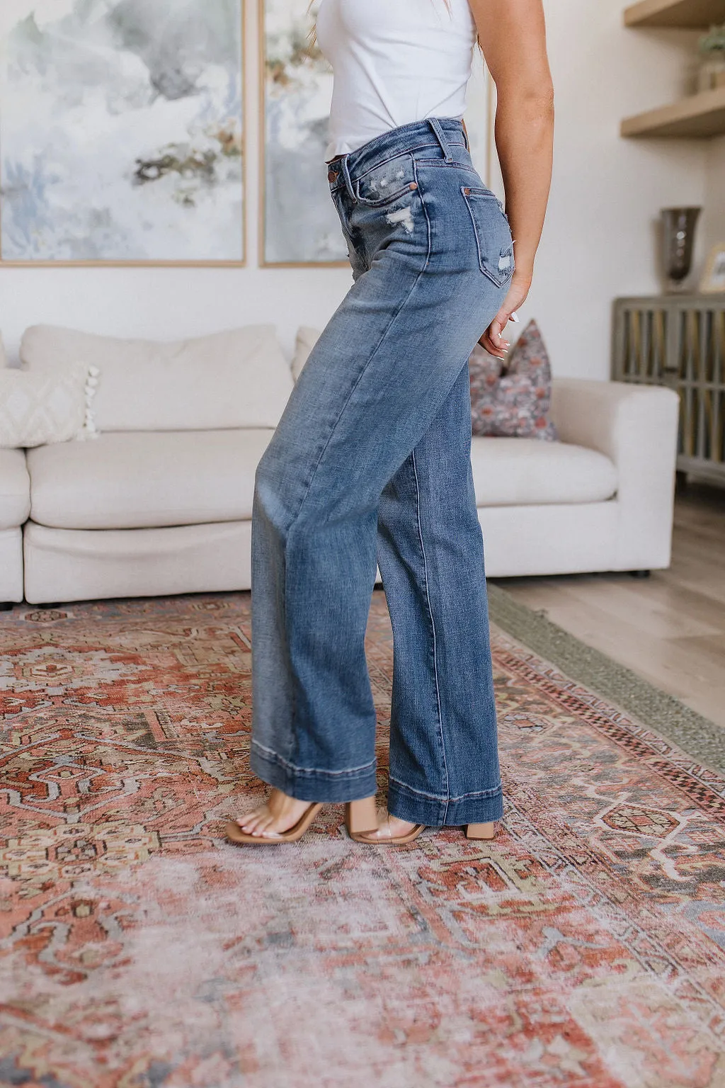 Katrina High Waist Distressed Denim Trousers by Judy Blue