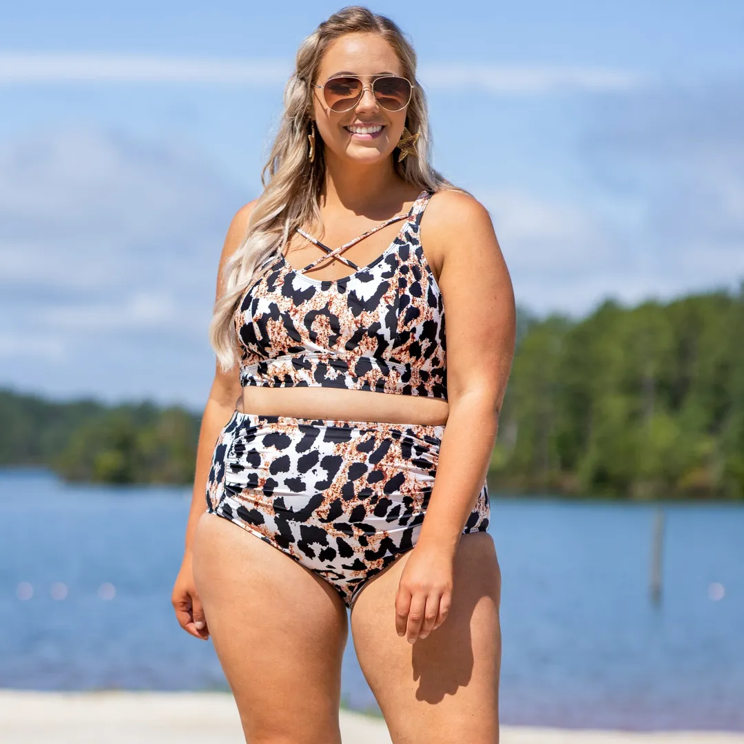 Let's Go Surfing Swim Top, Leopard