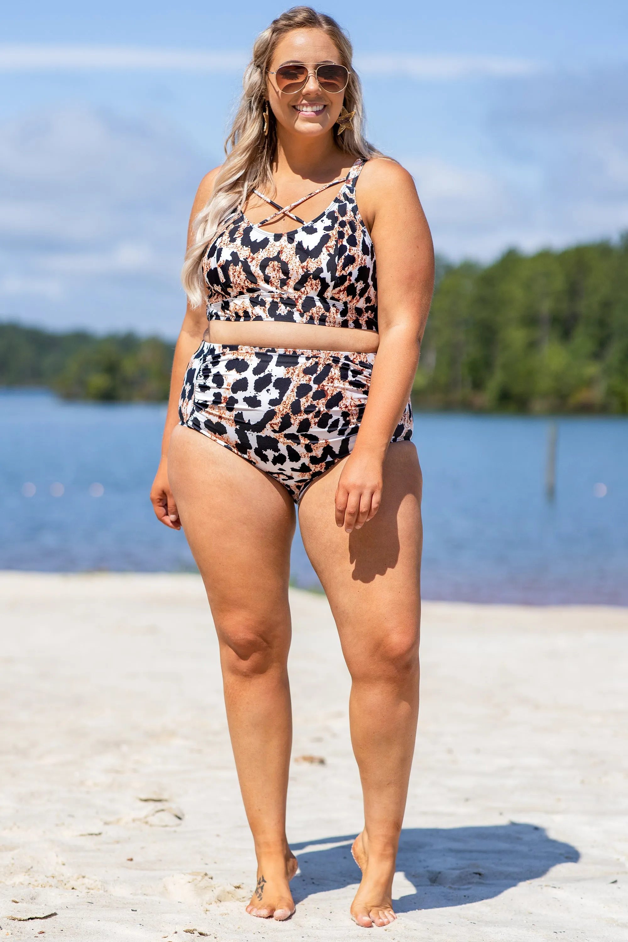 Let's Go Surfing Swim Top, Leopard