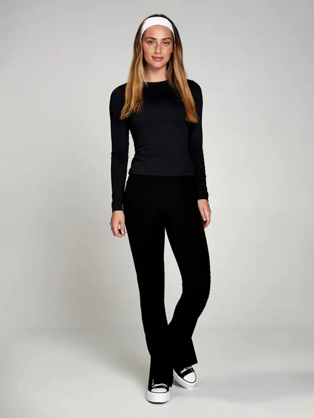 Long Sleeve Body Hug Top  - Black