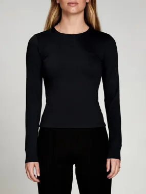 Long Sleeve Body Hug Top  - Black