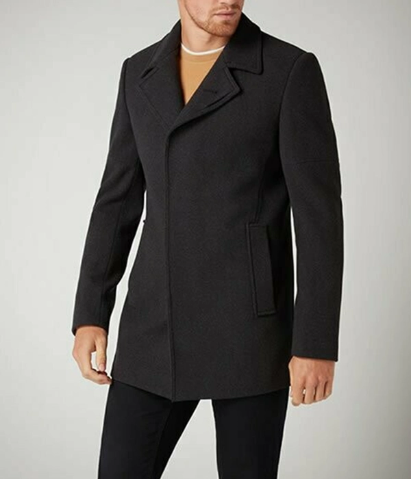 Men's Charcoal Wool Overcoat