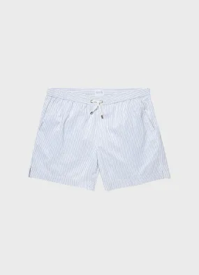 Men's Drawstring Swim Short in White/Cool Blue