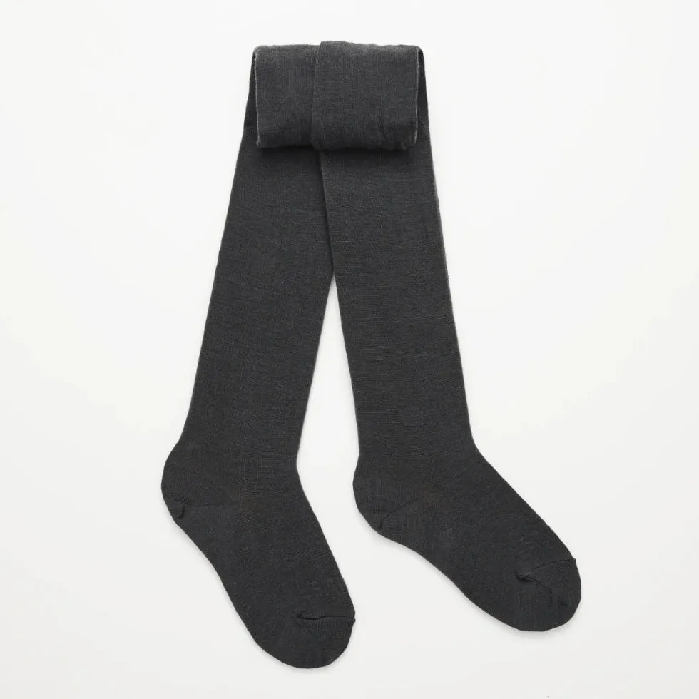 Merino Wool Flat Knit Essential Tights - Charcoal