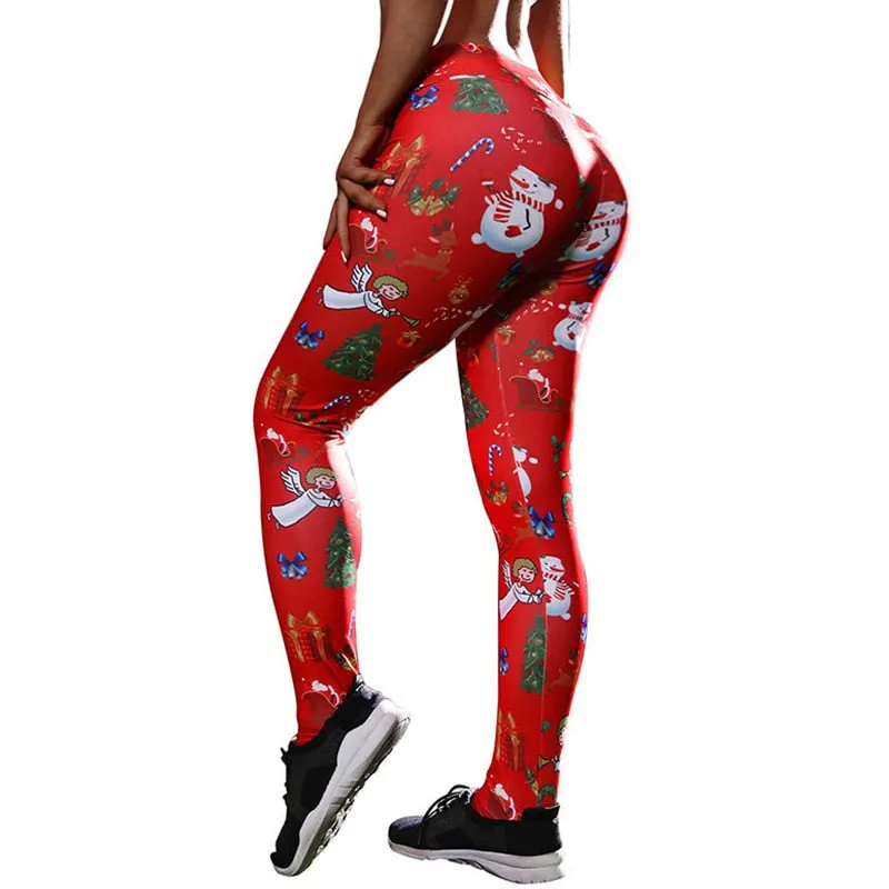 Merry Christmas Women Leggings Digital Print Feminina Jeggings High Waist Casual Elasticity High Waist Fitness Leggings