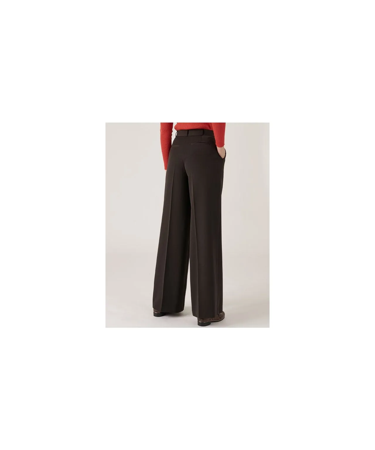 Mock Belt Wide-leg Trousers