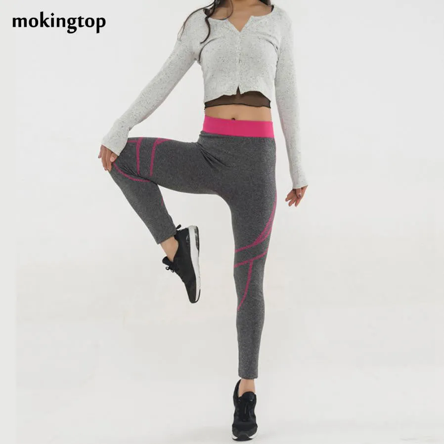 mokingtop High Waist Pants Casual Fitness Women Leggings Slim Stretch Sweatpants For Women Calzas Deportivas Mujer#121 SM6