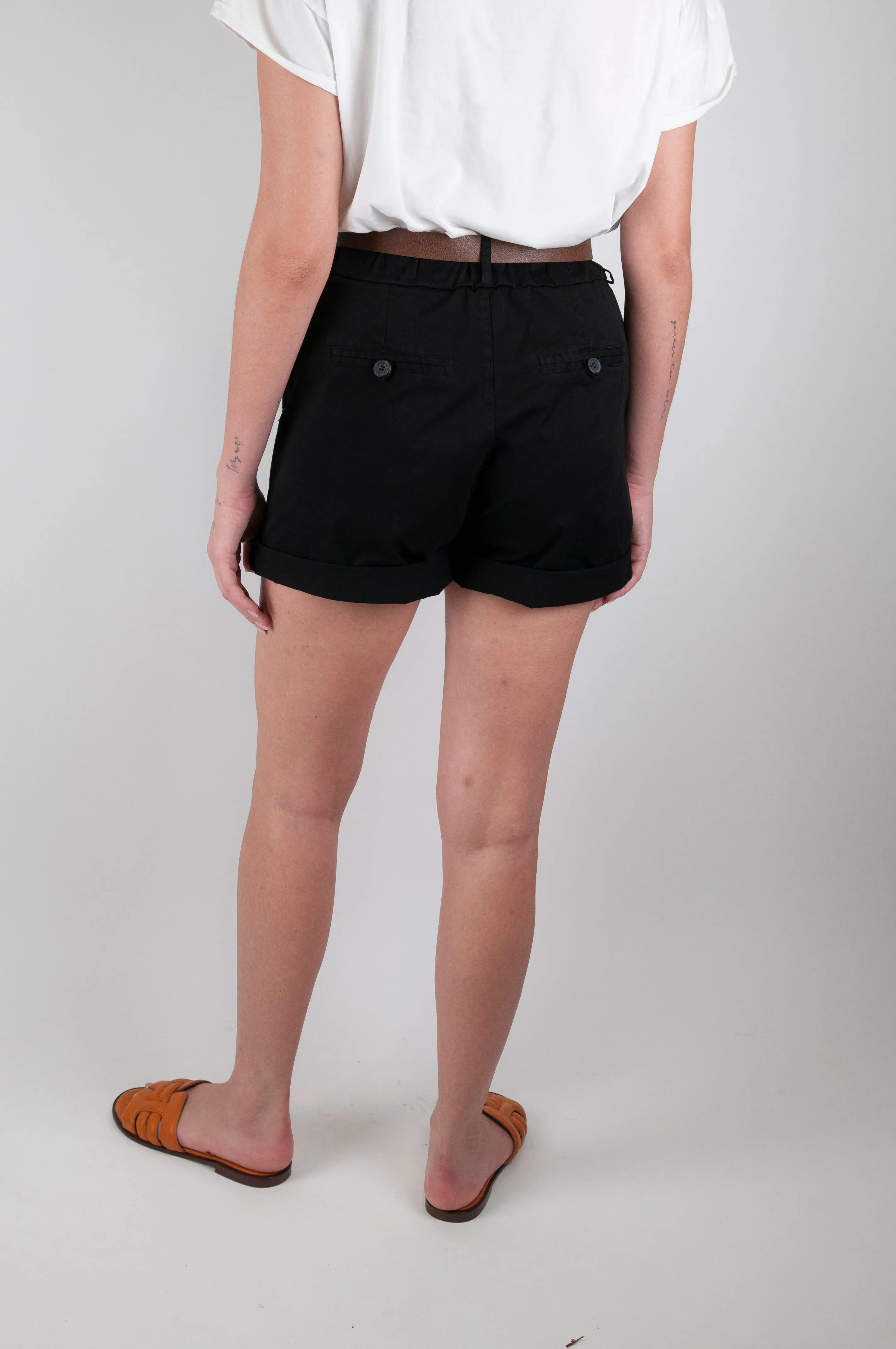 Motel - Shorts con elastico in vita e tasca sfrangiata