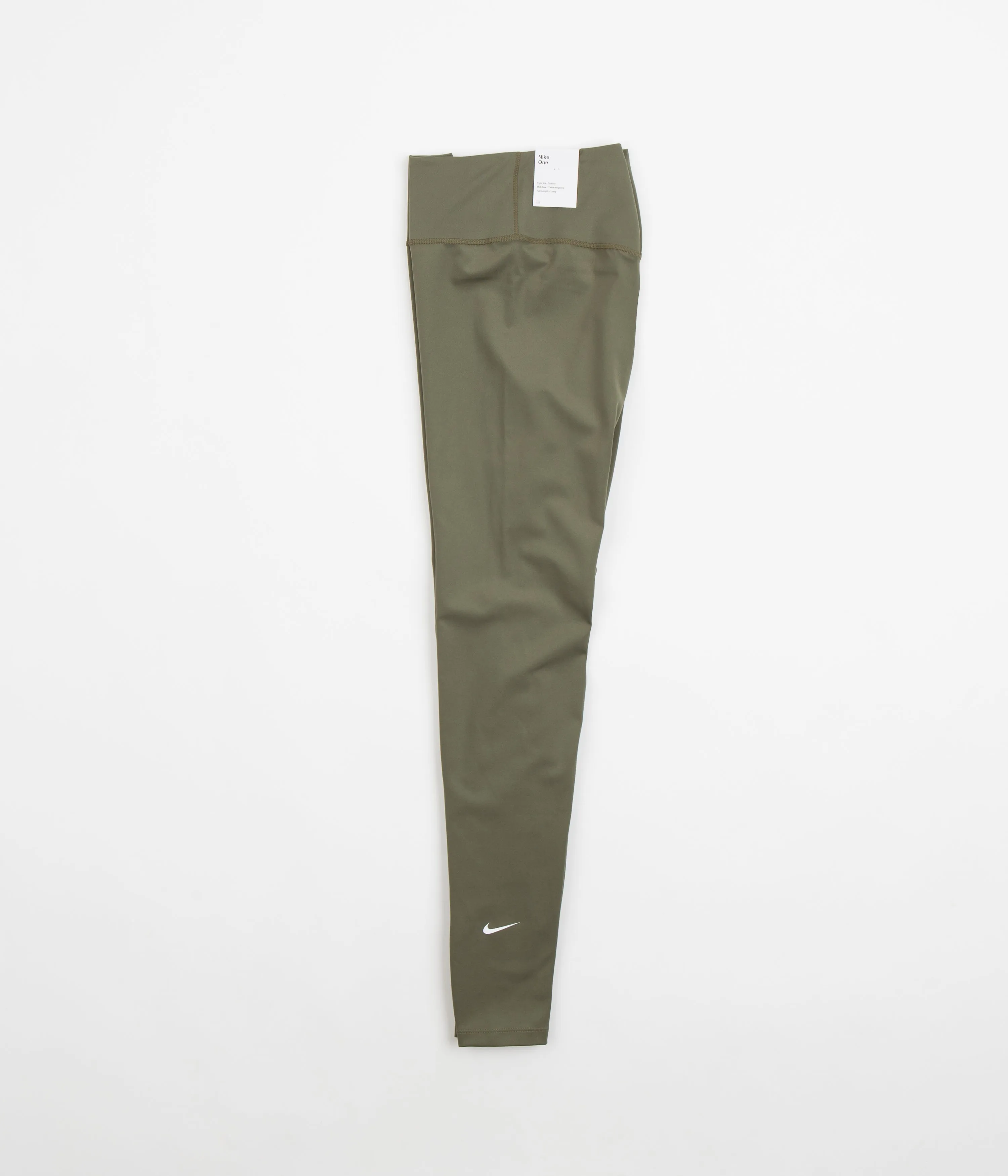 Nike Womens Dri-FIT Mid Rise Tights - Medium Olive / White